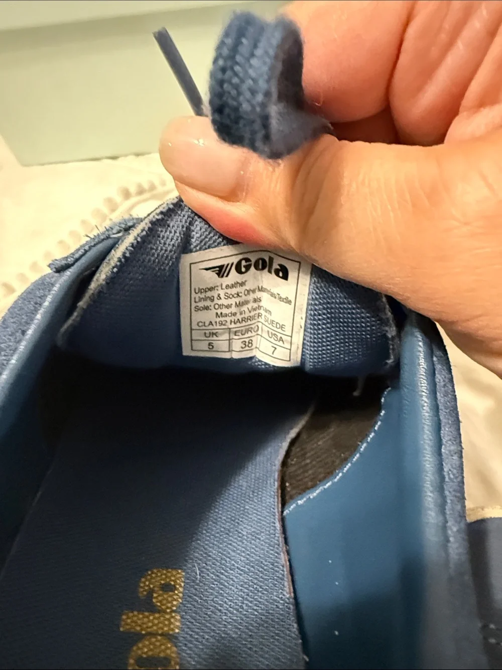 Gola Harrier Navy Blue Suede Sneakers with White Side Stripes - Picture 7 of 7